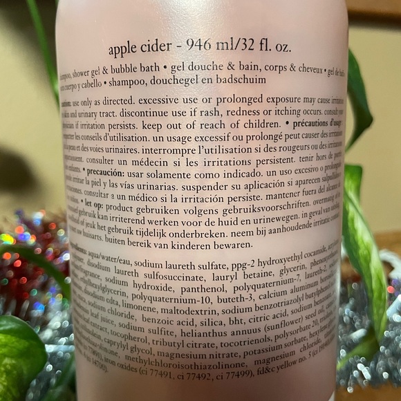 PHILOSOPHY Apple Cider 32oz. Shampoo, Shower Gel & Bubble Bath - Picture 3 of 4